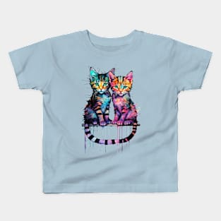 A colorful image of two cute cats Kids T-Shirt